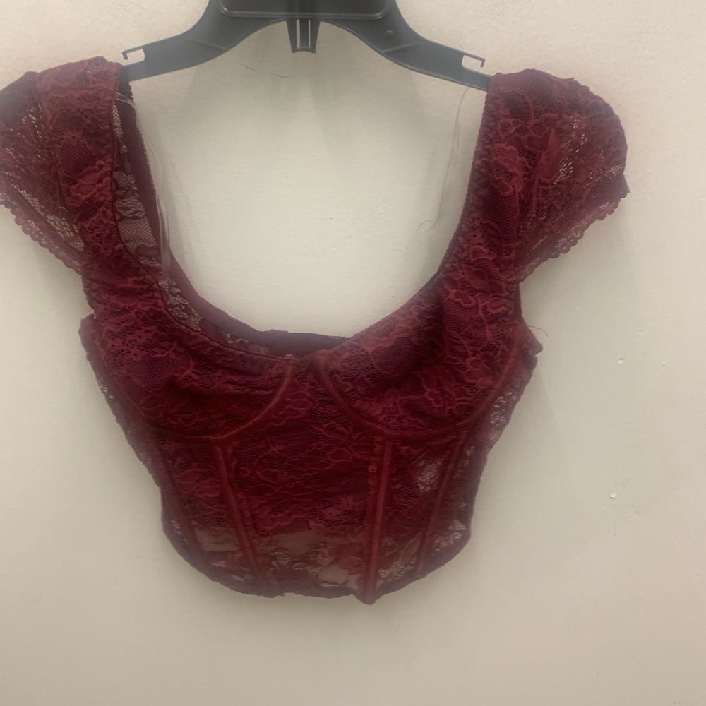 Windsor Burgundy Lace Crop Top